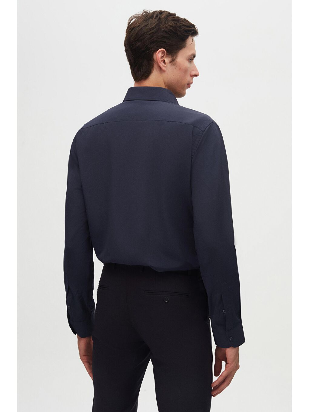 Karışık Slim Fit Lacivert/Açık Mavi İtalyan Yaka Kolay Ütülenebilir 2'Li Gömlek-2