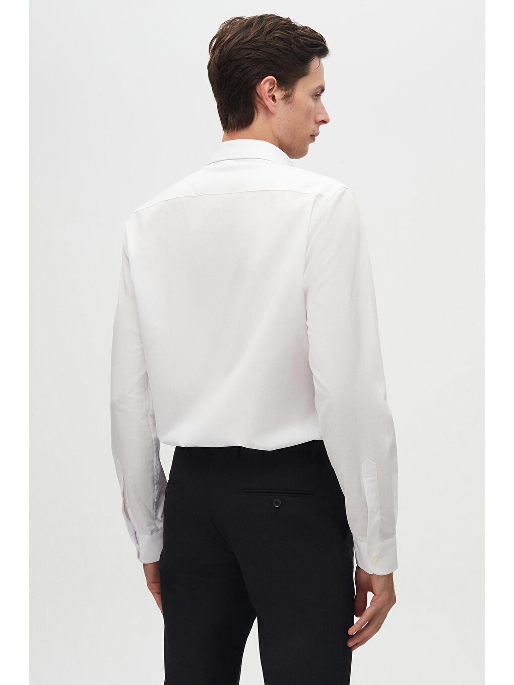 Slim Fit Siyah/Beyaz İtalyan Yaka Kolay Ütülenebilir 2'Li Gömlek-4