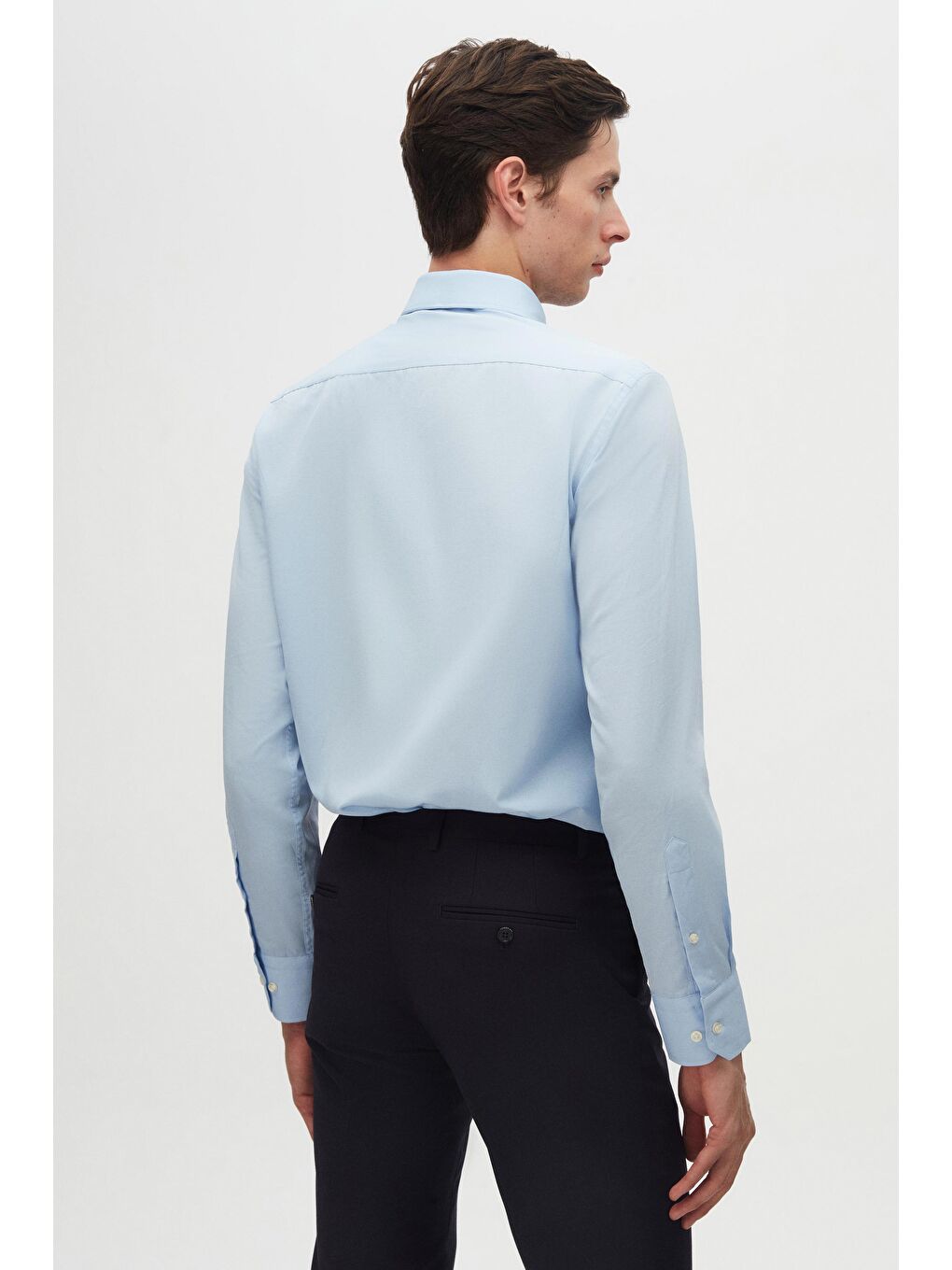 Karışık Slim Fit Lacivert/Açık Mavi İtalyan Yaka Kolay Ütülenebilir 2'Li Gömlek-4