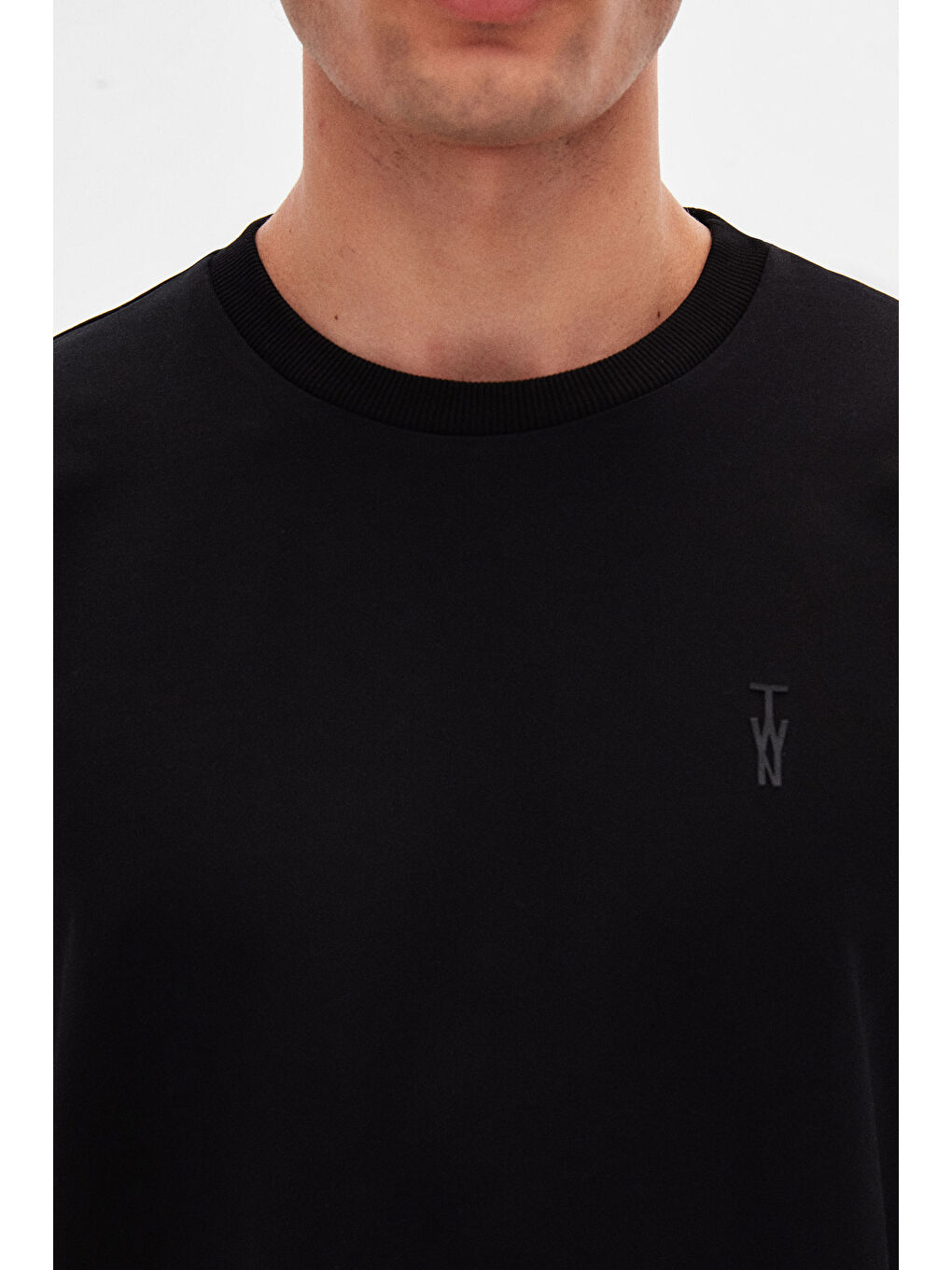 Slim Fit Siyah Düz Tişört-3