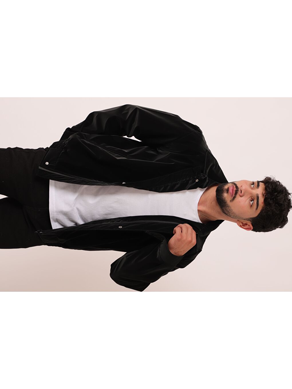 Siyah Yakalı Bel Lastikli Nova Mevsimlik Yağlı Görünümlü Mont BL 1811_60326-4