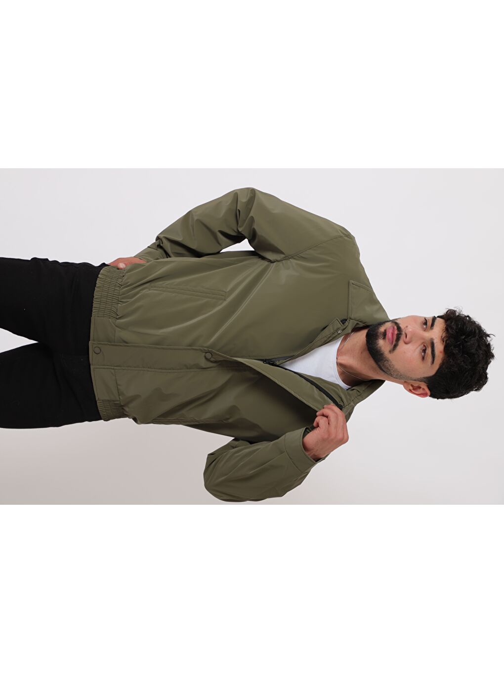 Haki Yakalı Bel Lastikli Nova Mevsimlik Mont BL 1811_60326-3