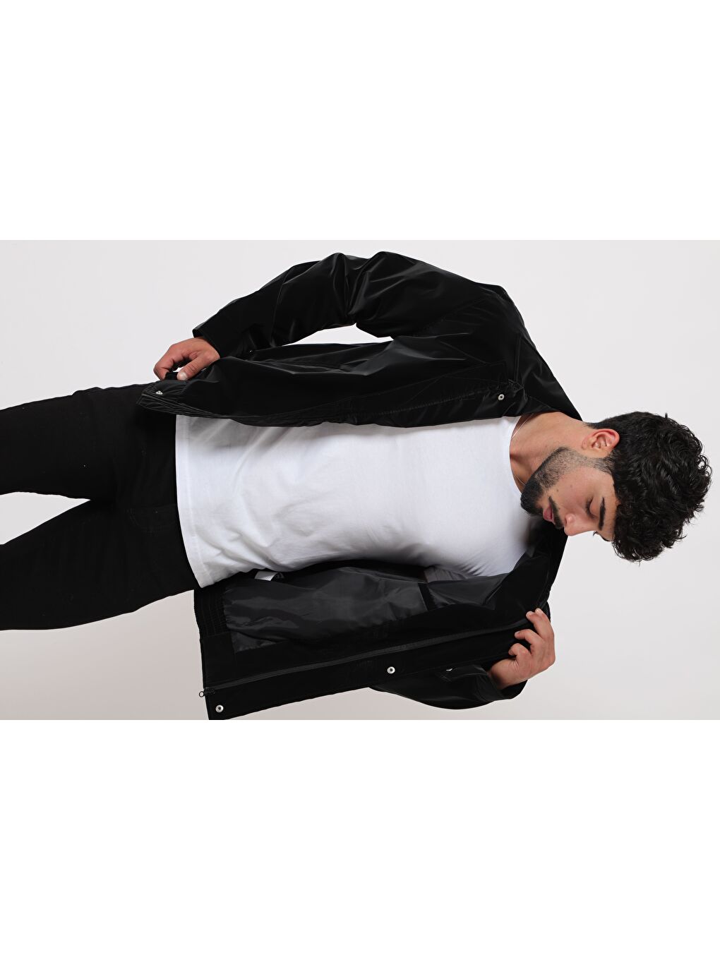 Siyah Yakalı Bel Lastikli Nova Mevsimlik Yağlı Görünümlü Mont BL 1811_60326-5