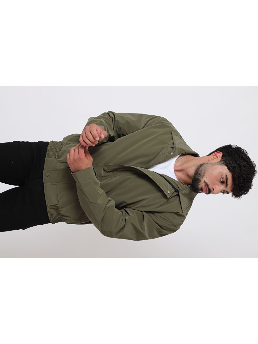 Haki Yakalı Bel Lastikli Nova Mevsimlik Mont BL 1811_60326-4