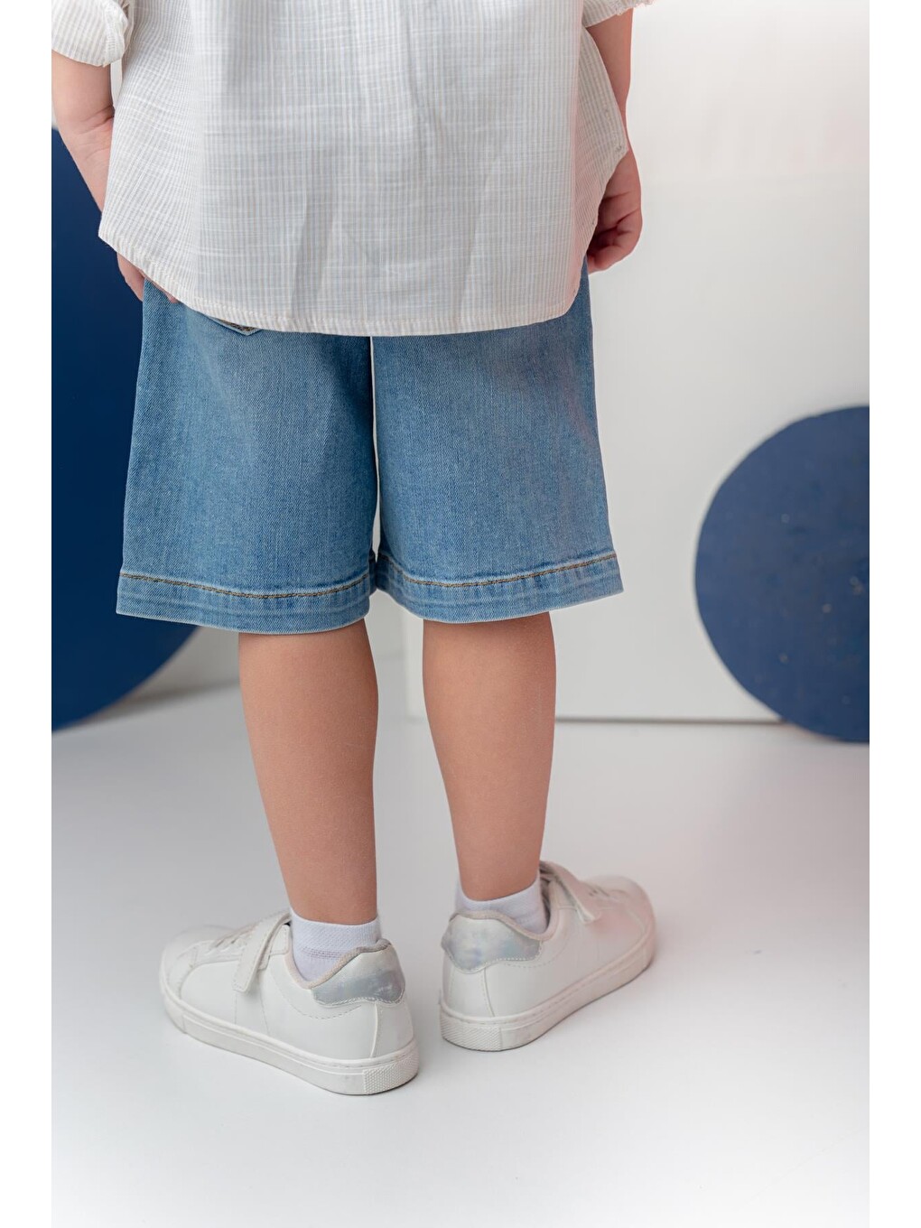 Erkek Çocuk Denim Beli Lastikli Şort - İndigo-1