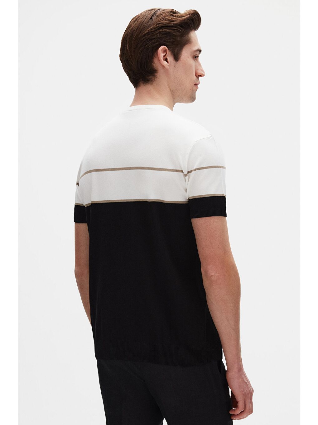 Slim Fit Ekru Yazlık Rayon Triko Tişört-2