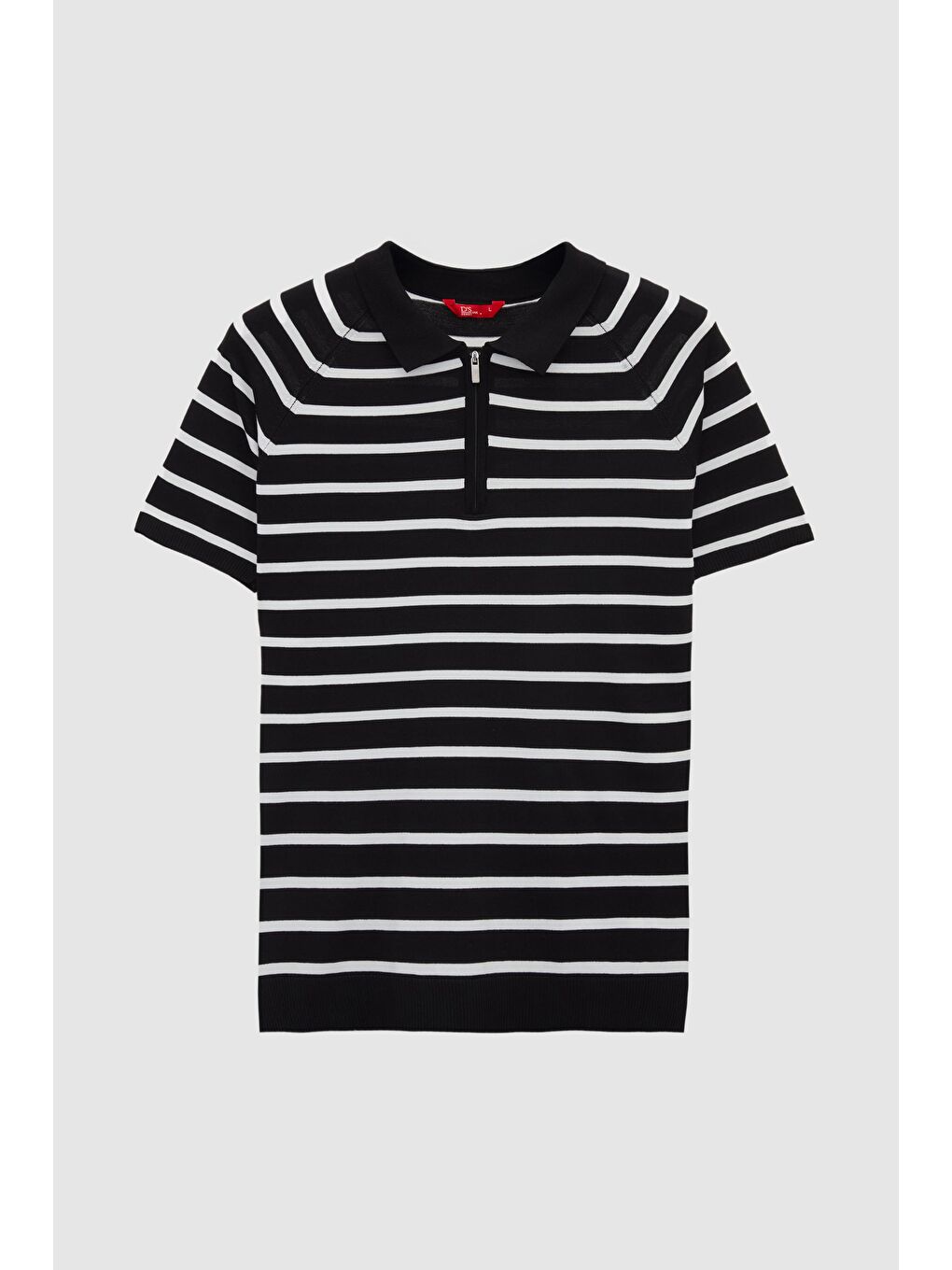 Slim Fit Siyah Rayon Polo Yaka Fermuarlı Triko Tişört-4