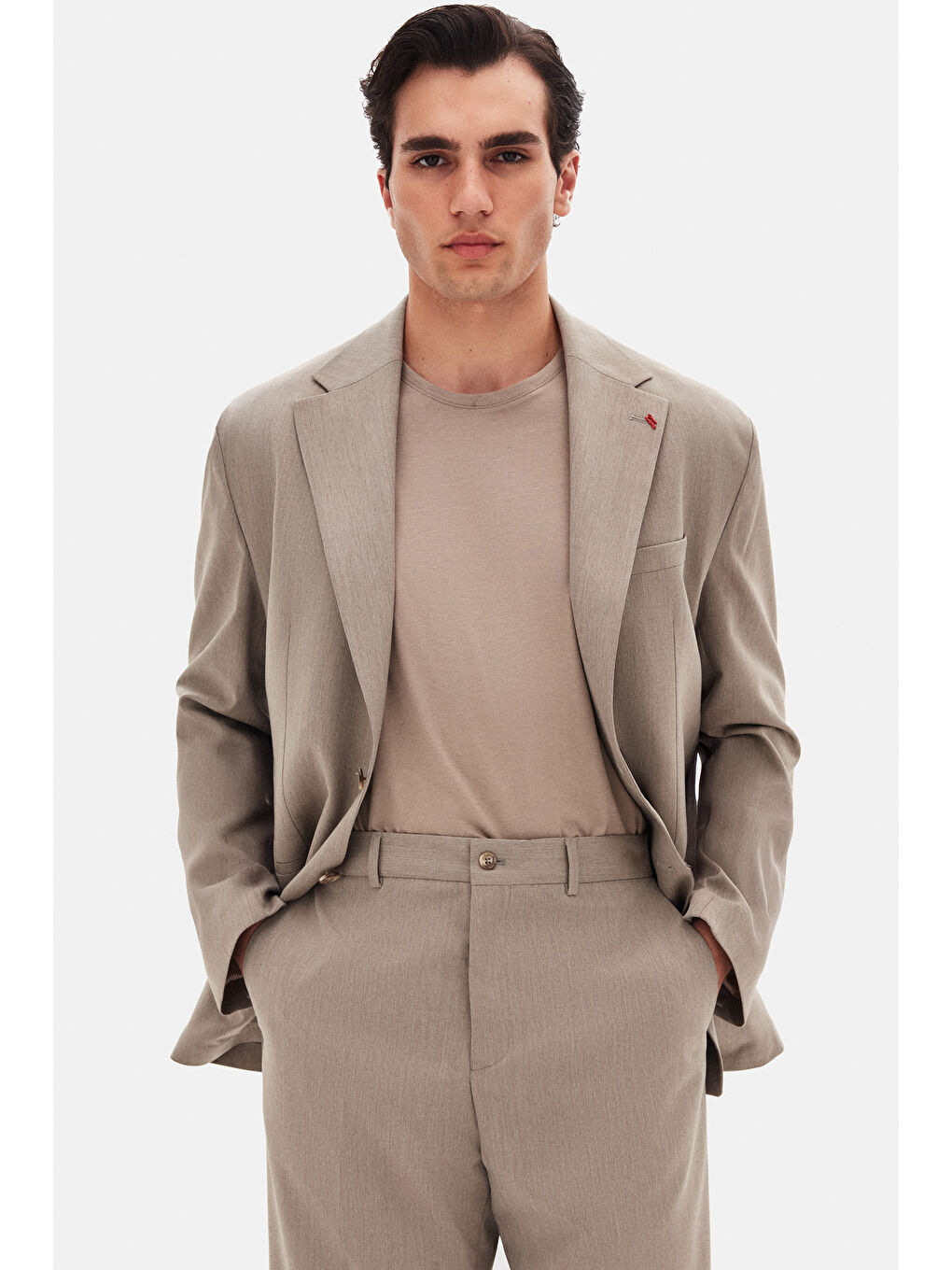 Bej Relaxed Vizon Takim Elbise-6