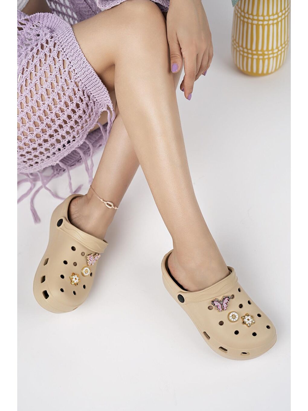 Bej CRX-TAŞLI Kadın Terlik Plaj Deniz Havuz Terliği-2