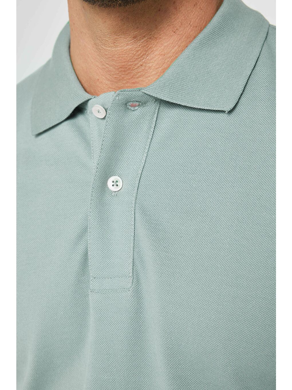 Yeşil Erkek Slim Fit Dar Kesim %100 Pamuk Düz Pike Mint Polo Yaka Tişört-3