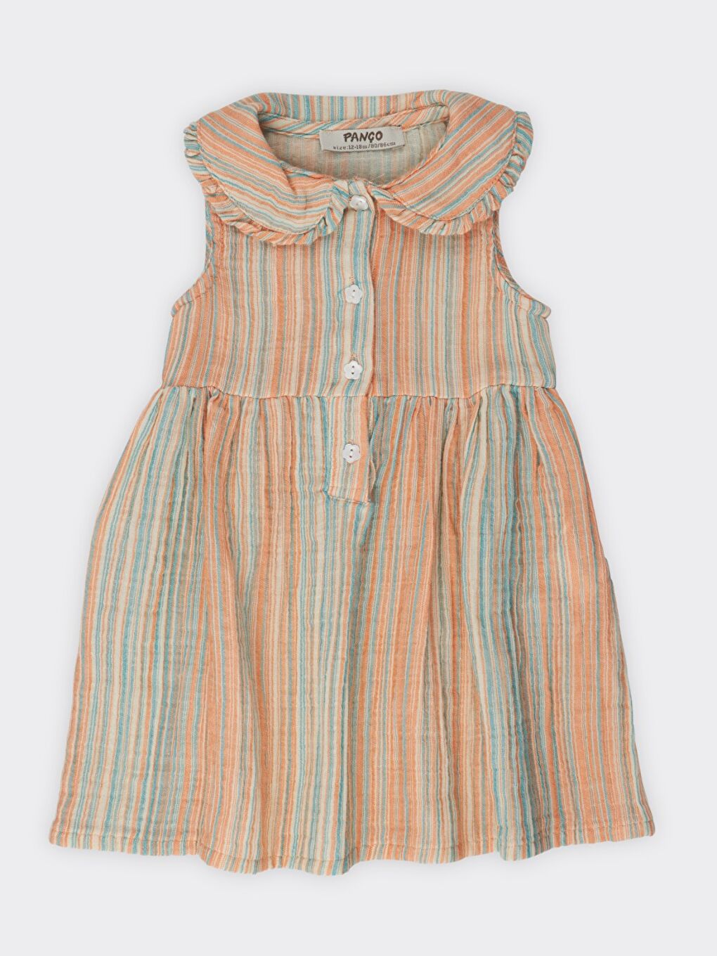 Turuncu Kız Bebek Çizgi Desenli Elbise