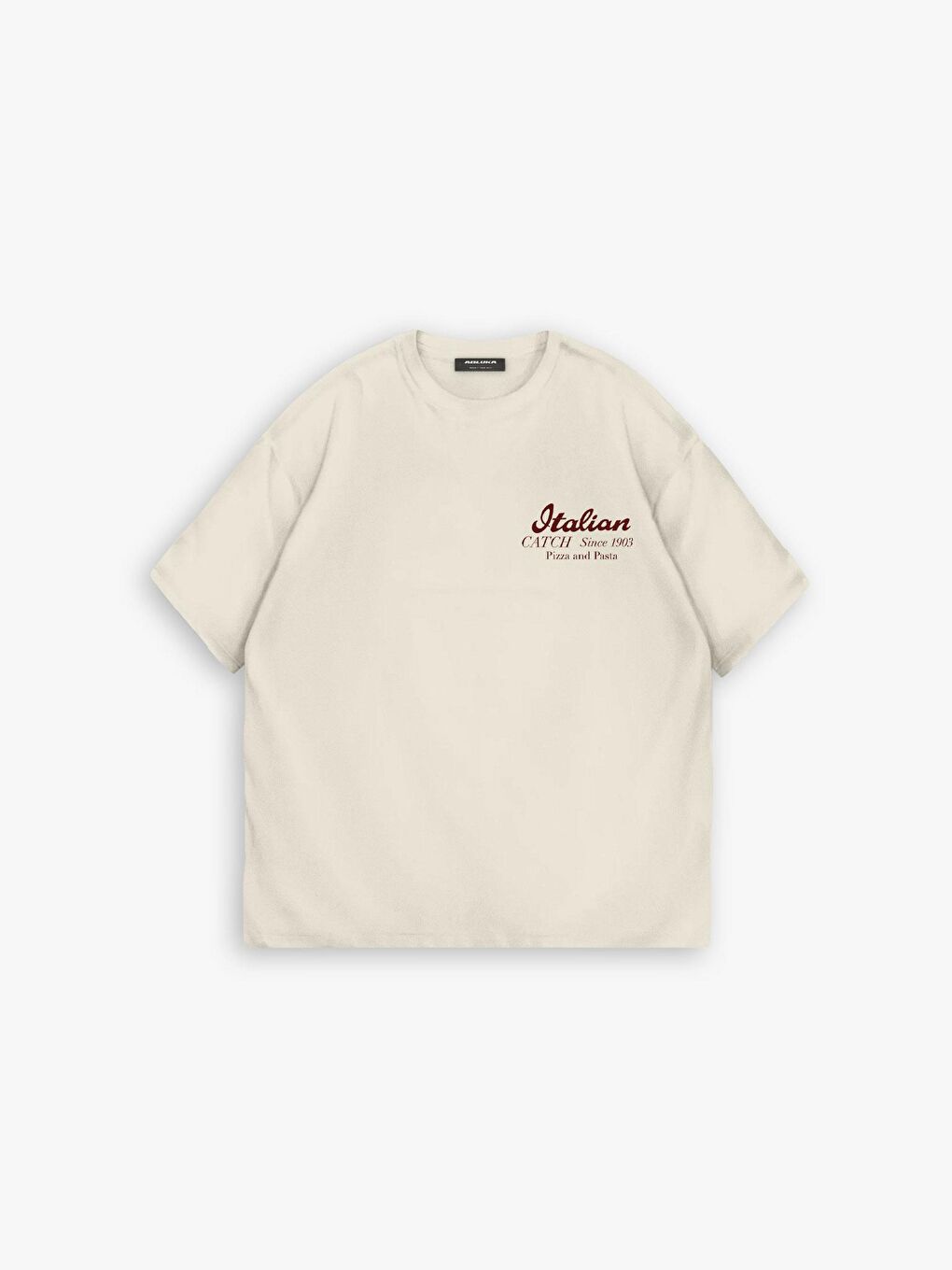 Erkek %100 Pamuk Dokulu Oversize Tişört Ekru-2