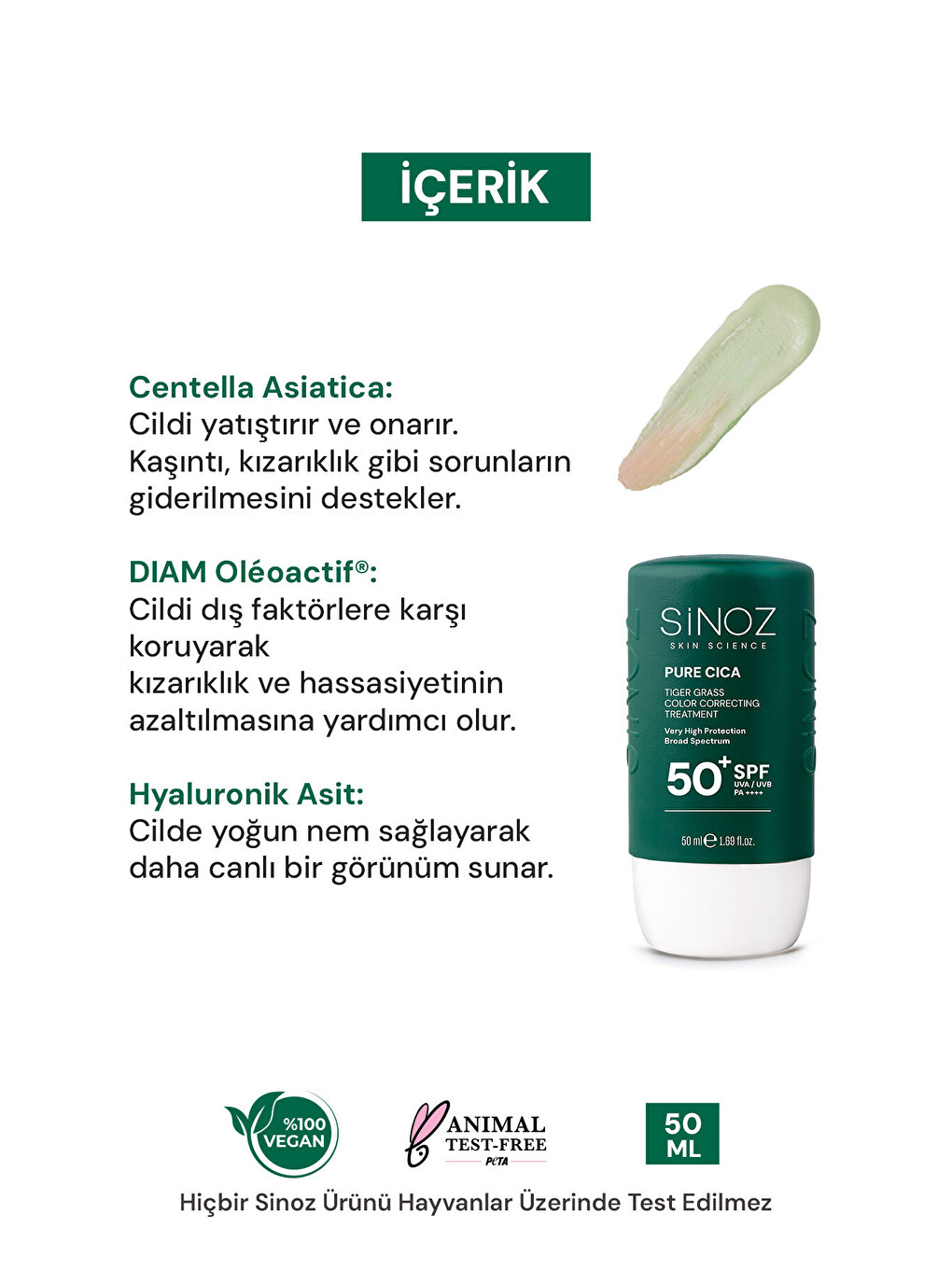 Pure Cica Tiger Grass Anında Ton Eşitleyici Onarıcı Nemlendirici Spf50 Sıvı Yüz Güneş Kremi-2