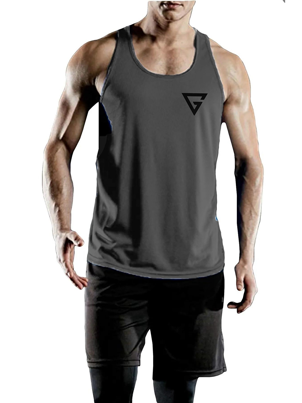 Siyah 5'li Paket Erkek Dry Fit Y-back Gym Sporcu Atleti Genıus-fıt5(SİYAH-BEYAZ-FÜME-HAKİ-MAVİ)-3