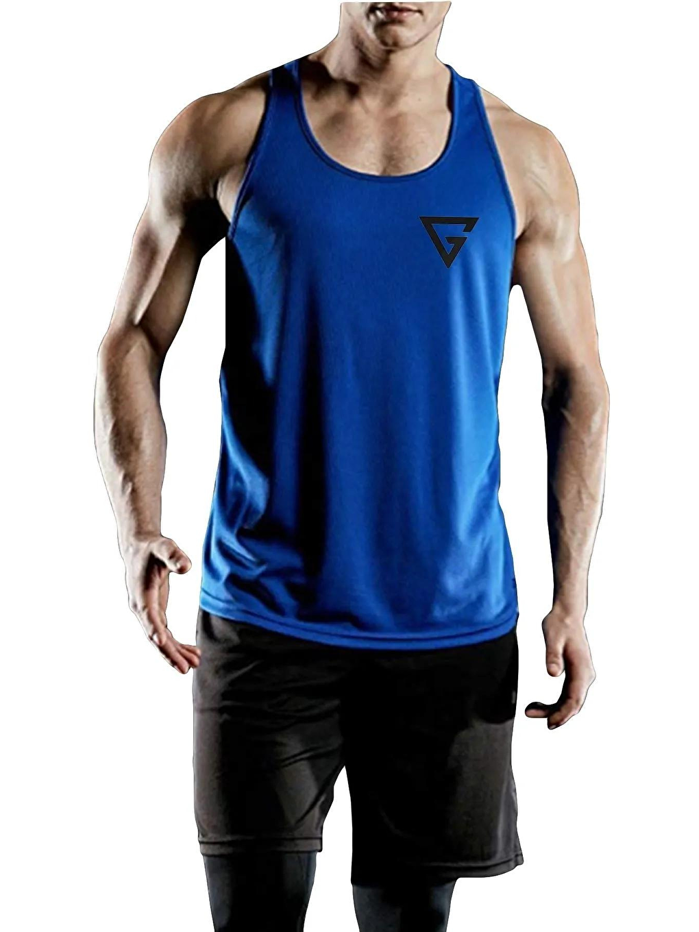 Siyah 5'li Paket Erkek Dry Fit Y-back Gym Sporcu Atleti Genıus-fıt5(SİYAH-BEYAZ-FÜME-HAKİ-MAVİ)-4