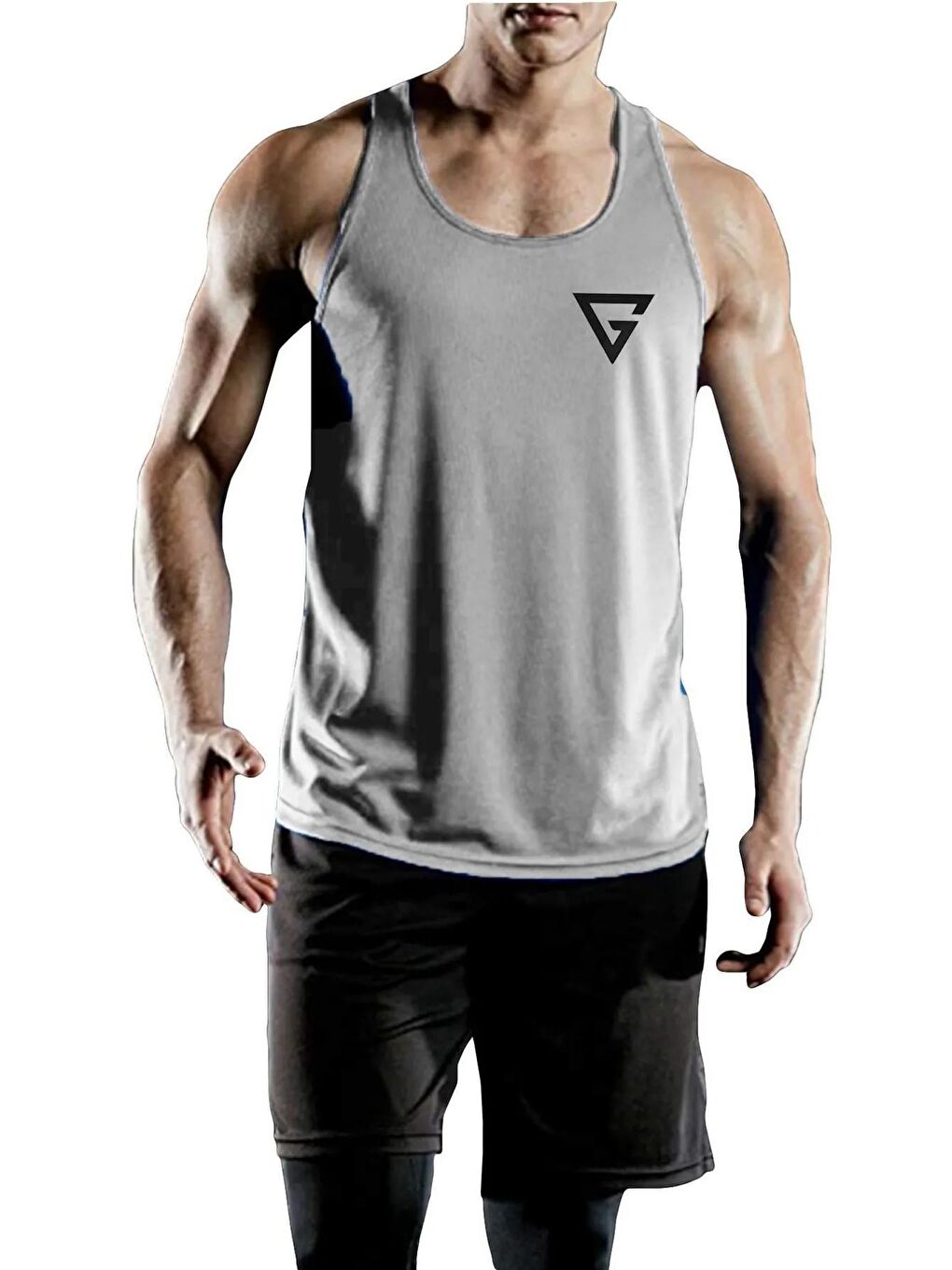 Gri 5'li Paket Erkek Dry Fit Y-back Gym Sporcu Atleti Genıus-fıt5(SİYAH-LACİVERT-FÜME-KIRMIZI-GRİ)-2