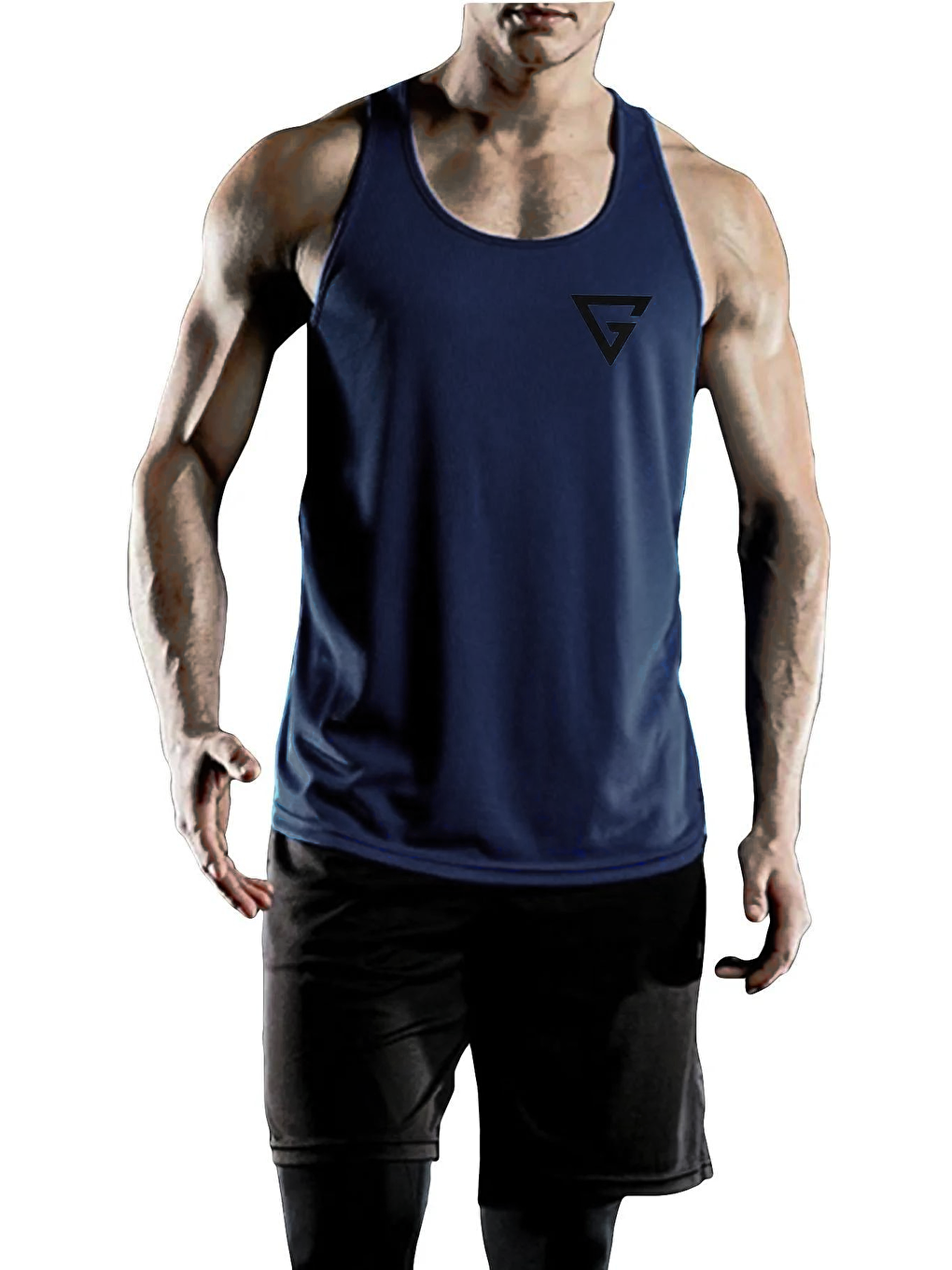 Gri 5'li Paket Erkek Dry Fit Y-back Gym Sporcu Atleti Genıus-fıt5(SİYAH-LACİVERT-FÜME-KIRMIZI-GRİ)-4