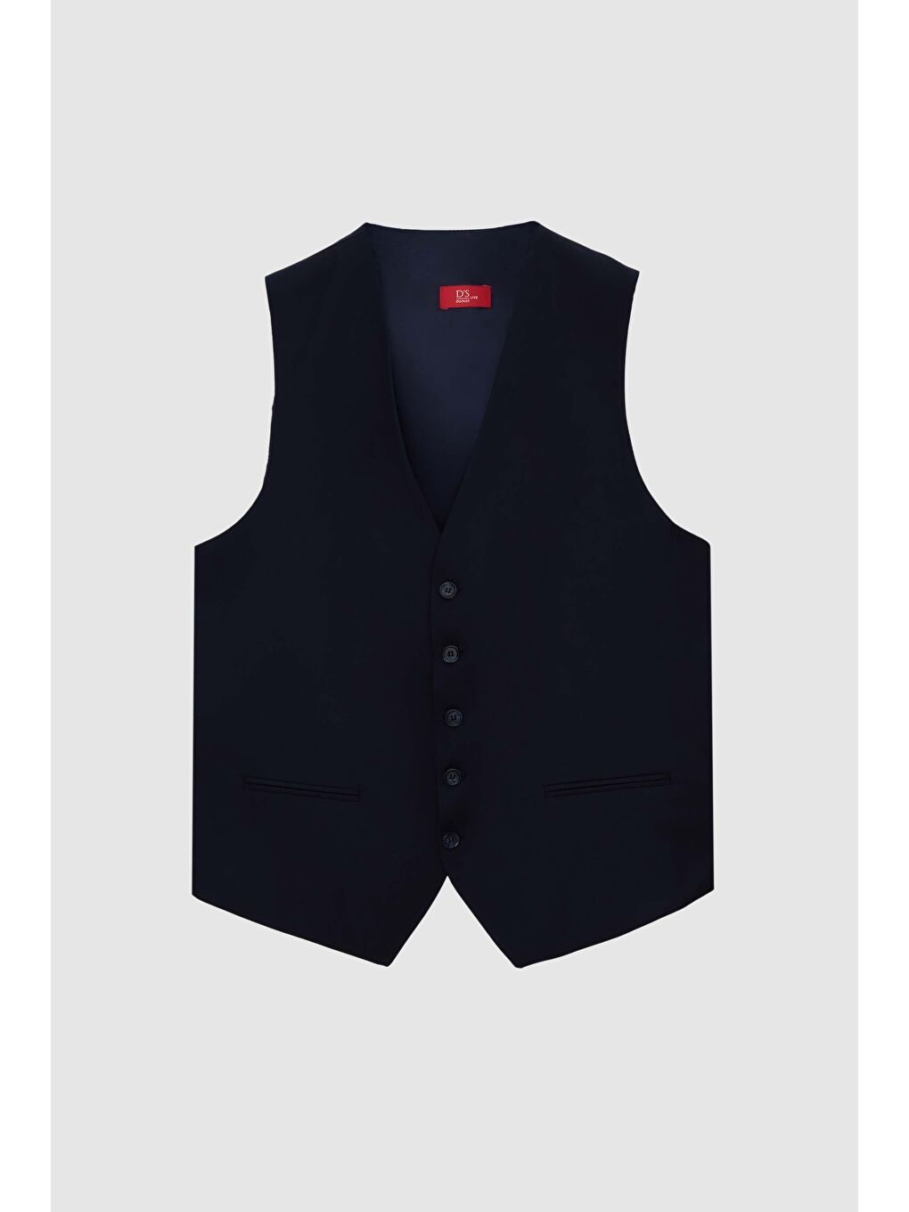 Slim Fit Lacivert Mono Yaka Tek Yırtmaçlı Astarlı Takim Elbise Yelekli-5