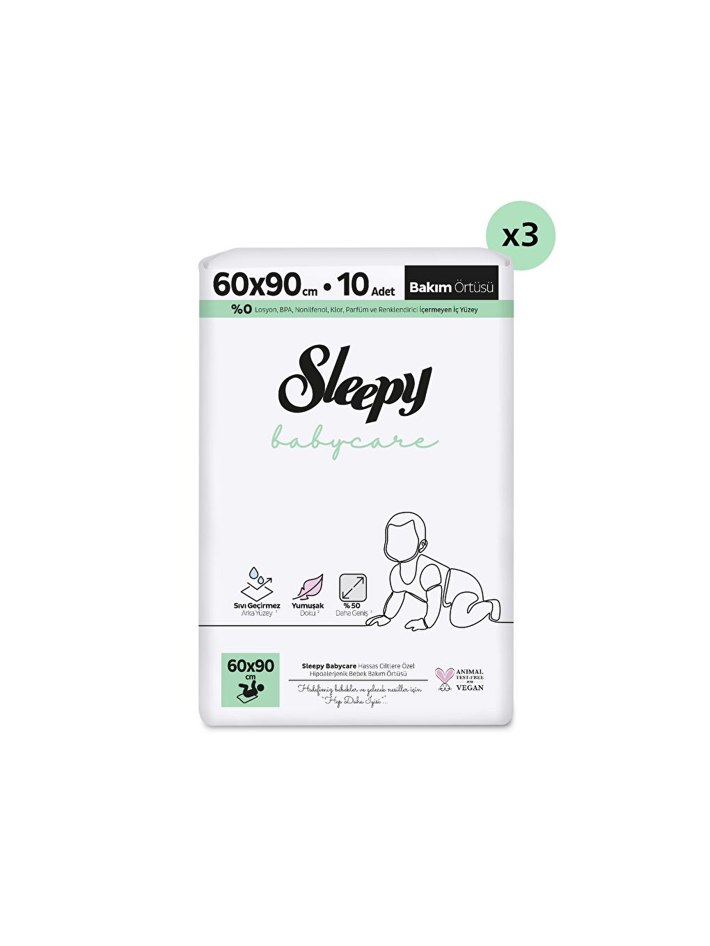 Babycare Bebek Bakım Örtüsü 60x90 cm 3x10 30 Adet-1