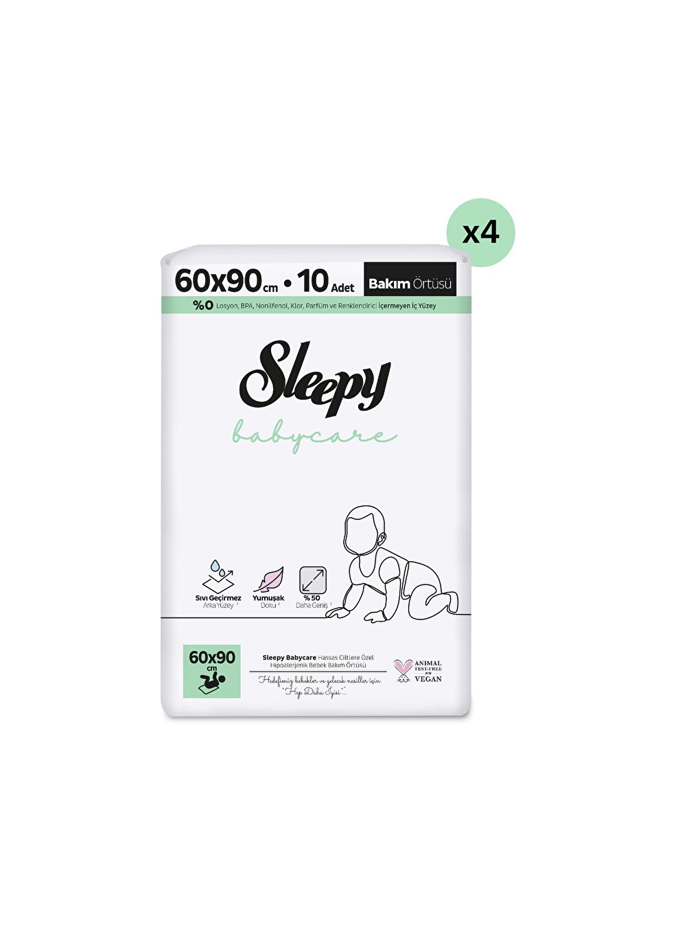 Babycare Bebek Bakım Örtüsü 60x90 cm 4x10 40 Adet-1