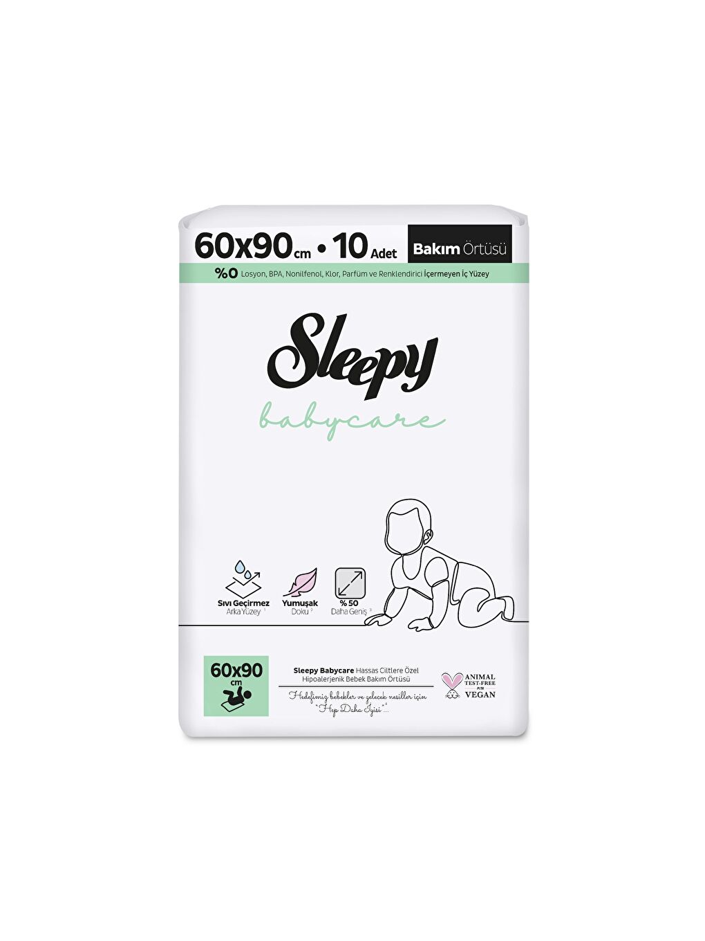 Babycare Bebek Bakım Örtüsü 60x90 cm 10 Adet-1