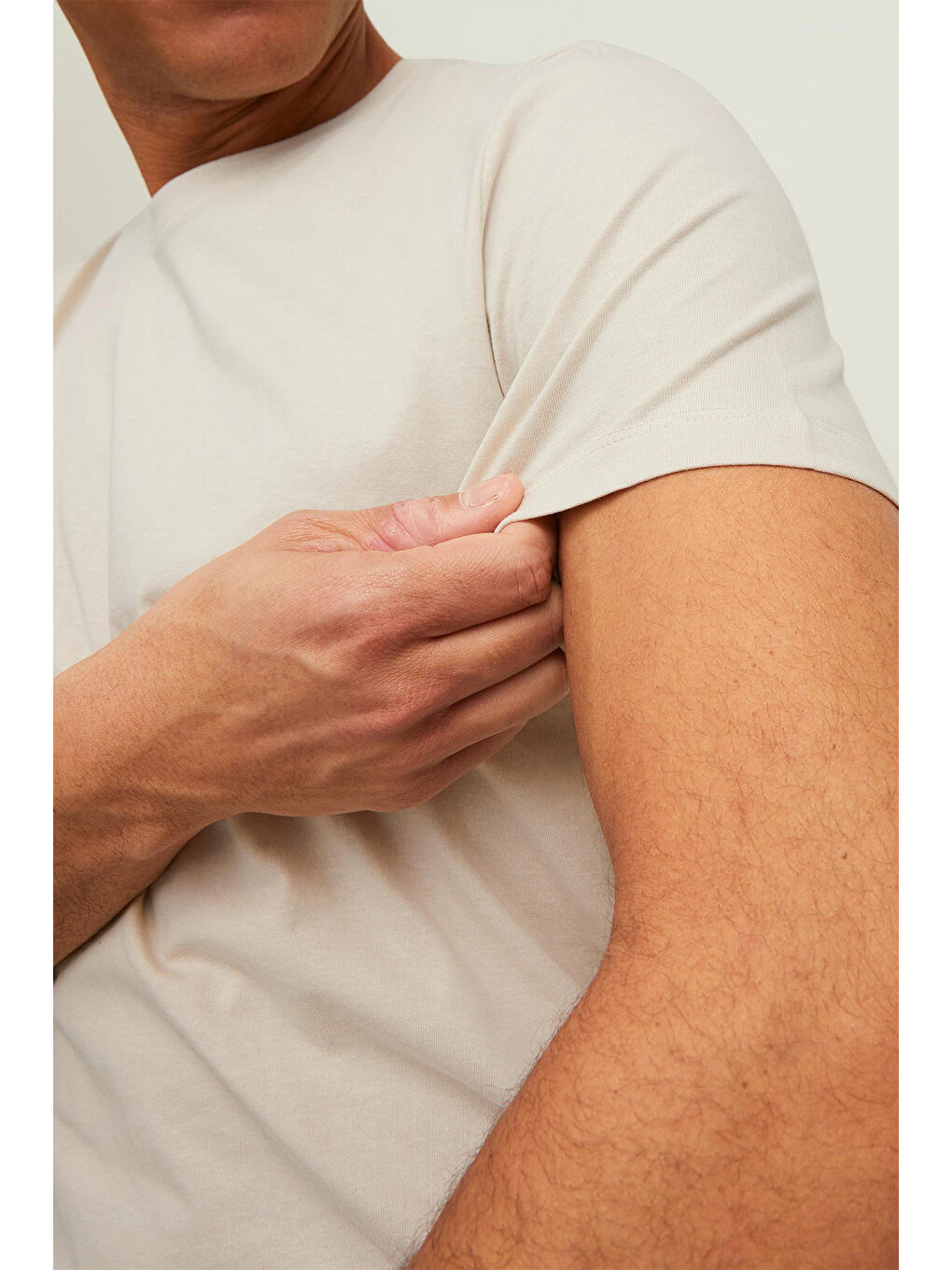 Ekru Organik Pamuklu Regular Fit Bisiklet Yaka Erkek %100 Pamuk Tişört 12113648-5