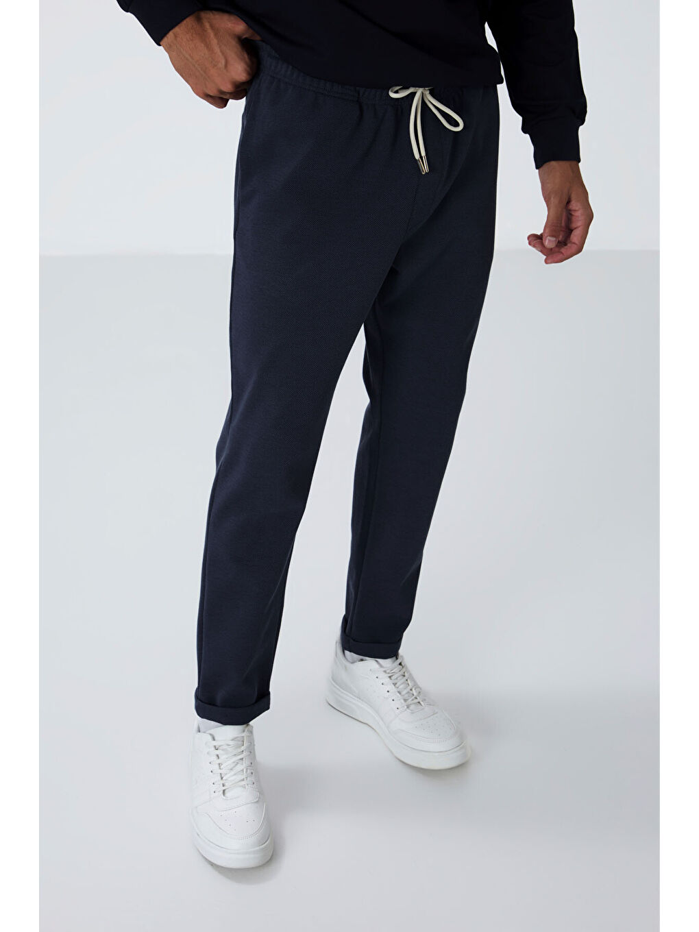 Lacivert Parlament Yüzeyi Dokulu Standart Fit Erkek Eşofman Alt - 82154-2