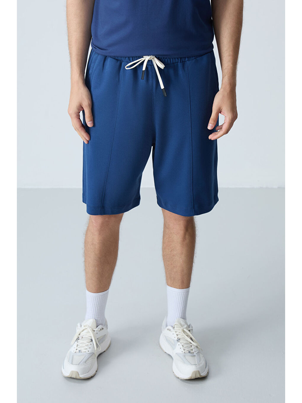 Lacivert Parlament Pamuklu Kalın Yumuşak Dokulu Standart Fit Basic Erkek Şort  - 81277-4