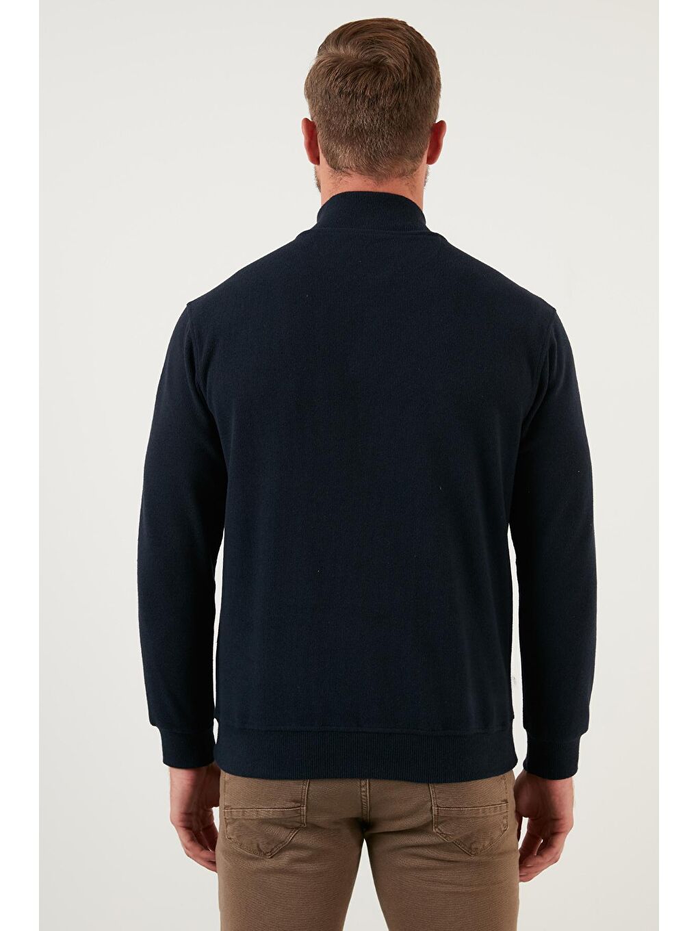 Lacivert Pamuklu Yarım Fermuarlı Balıkçı Yaka Erkek Kazak 456209-4