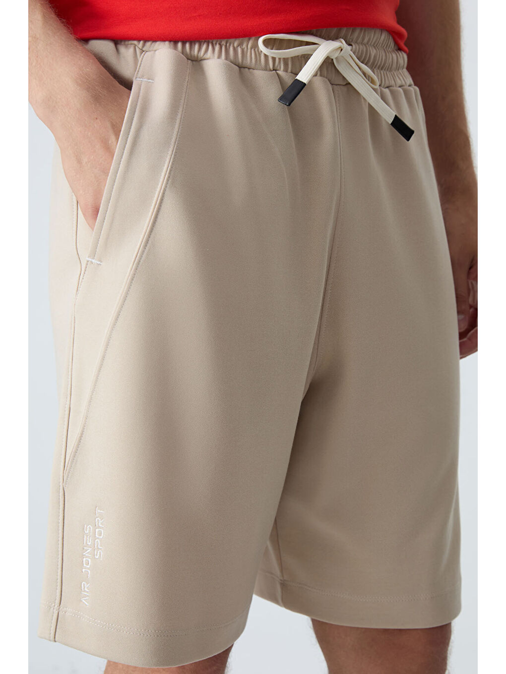 Bej Pamuklu Kalın Yumuşak Dokulu Standart Fit Basic Erkek Şort  - 81278-2