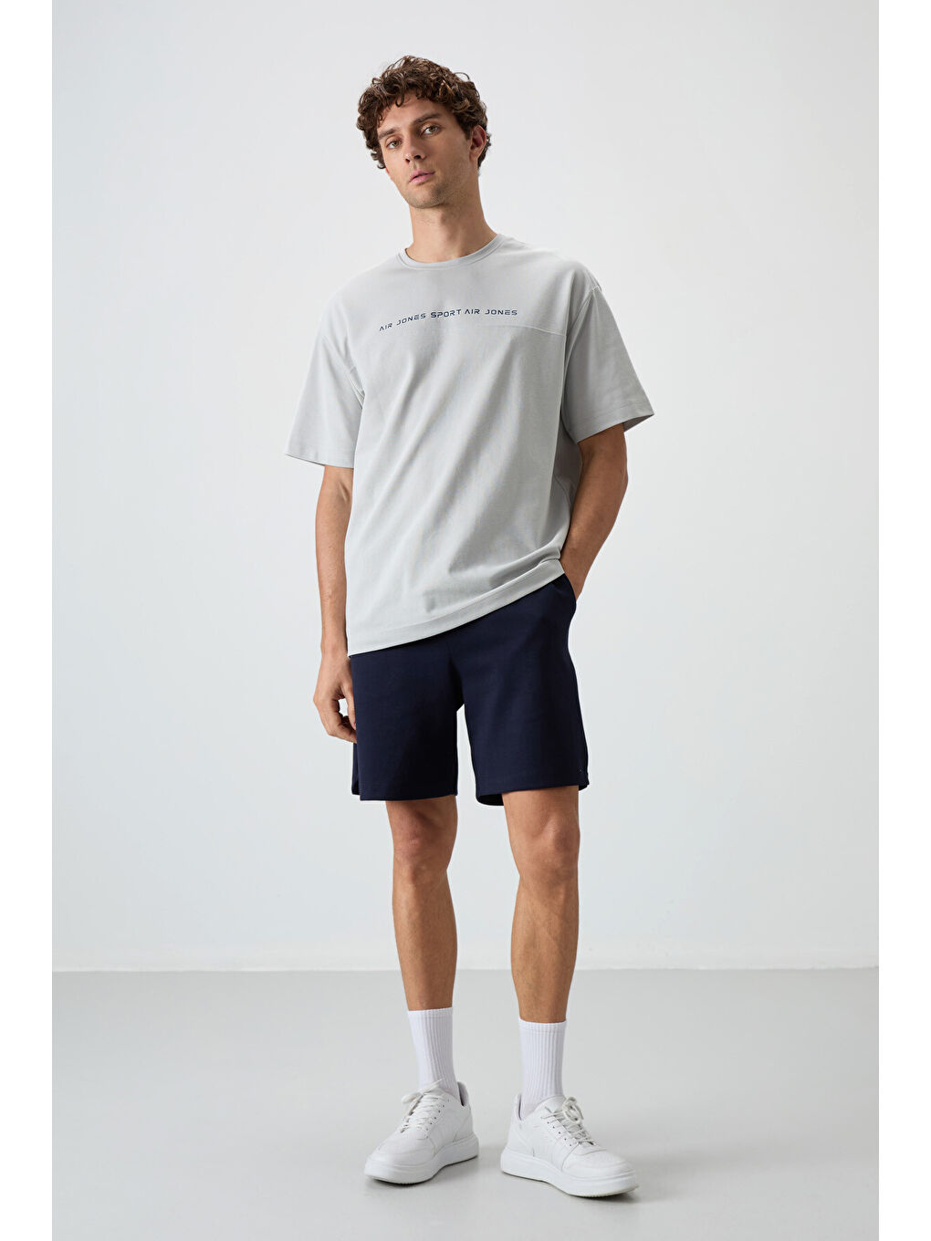 Bej Taş Pamuklu Kalın Yüzeyi Dokulu  Fit  Baskılı Erkek Tişört - 88371-1