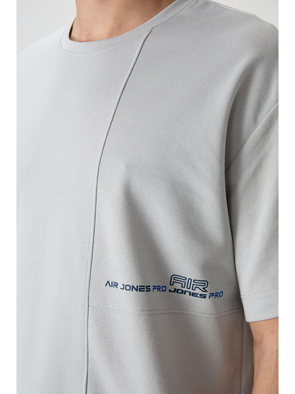 Bej Taş Pamuklu Kalın Yüzeyi Dokulu  Fit  Baskılı Erkek Tişört - 88370-2