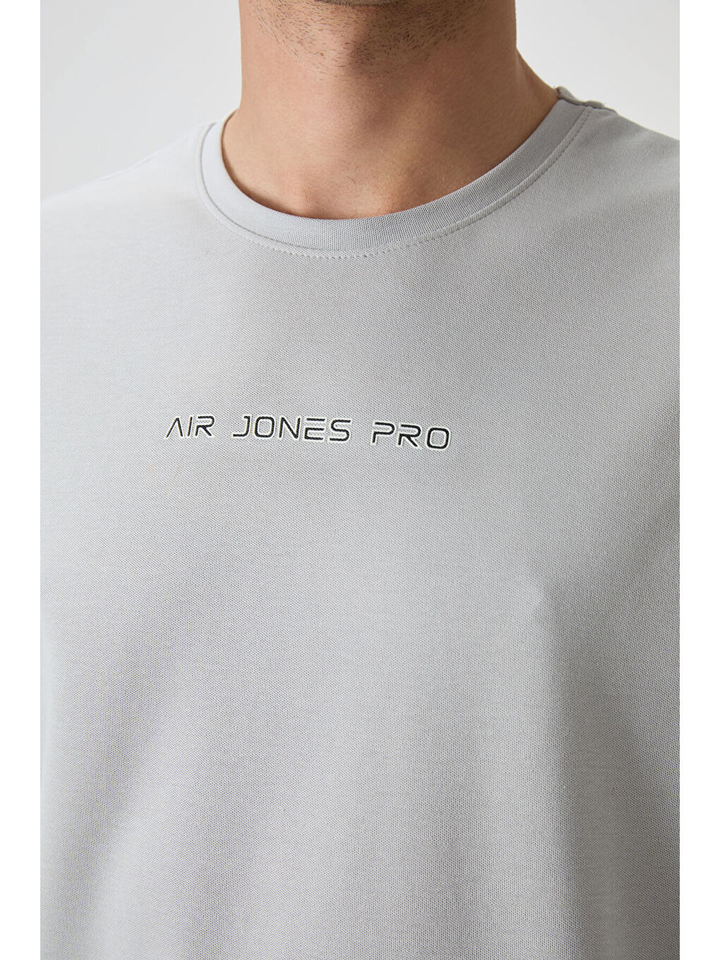 Bej Taş Pamuklu Kalın Yüzeyi Dokulu  Fit  Baskılı Erkek Tişört - 88364-2