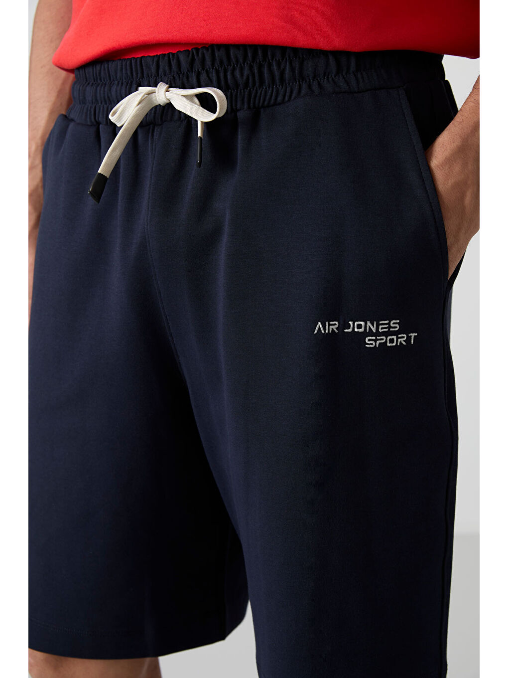 Lacivert Pamuklu Kalın Yumuşak Dokulu  Fit Nakışlı Şortlu Takım - 85250-2