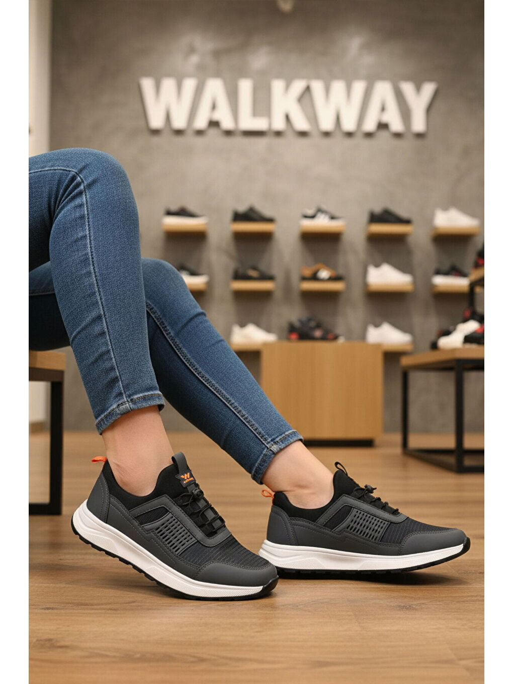 Gri Füme Hafif Esnek Kilit Bağcıklı Unisex Spor Ayakkabı Nans 6006 G-2