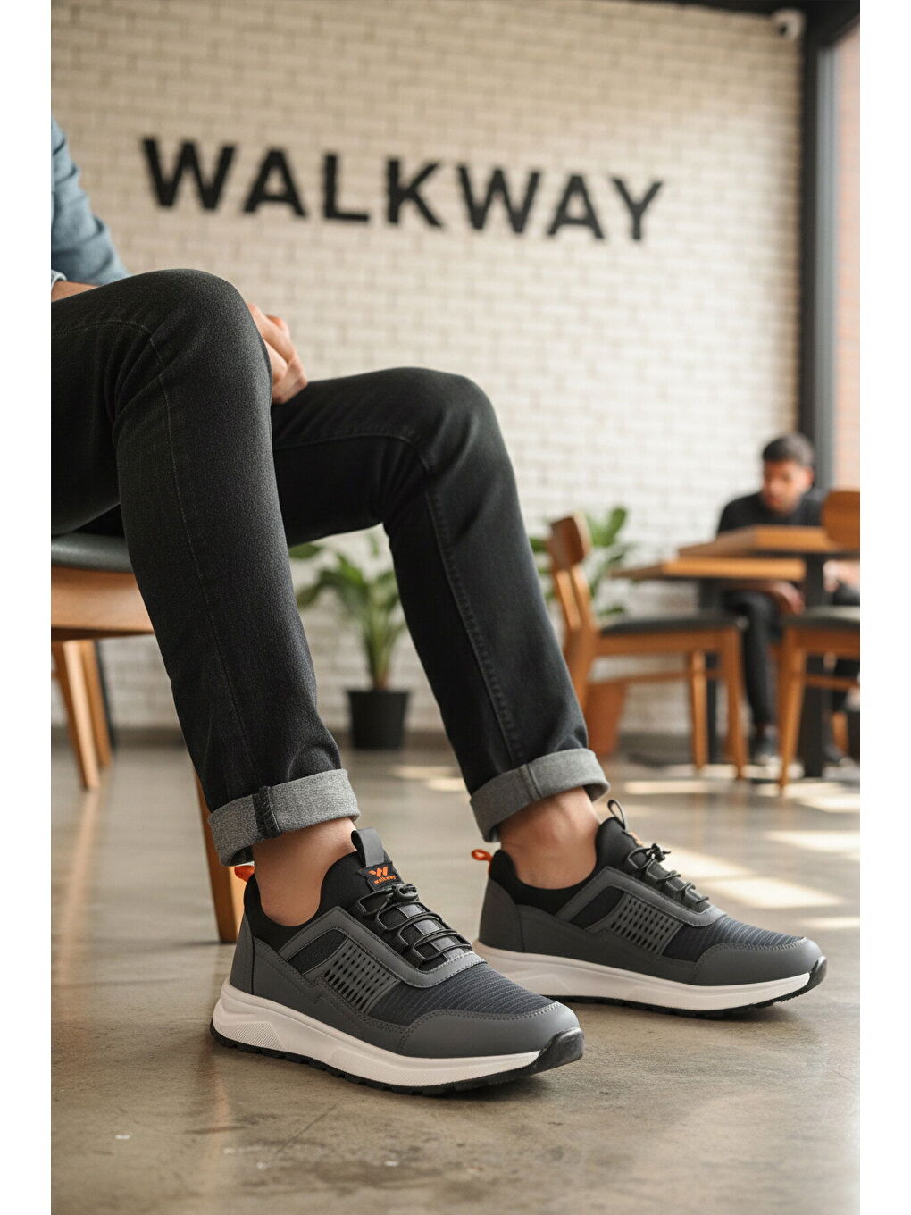 Gri Füme Hafif Esnek Kilit Bağcıklı Erkek Spor Ayakkabı Nans 6006 M-2