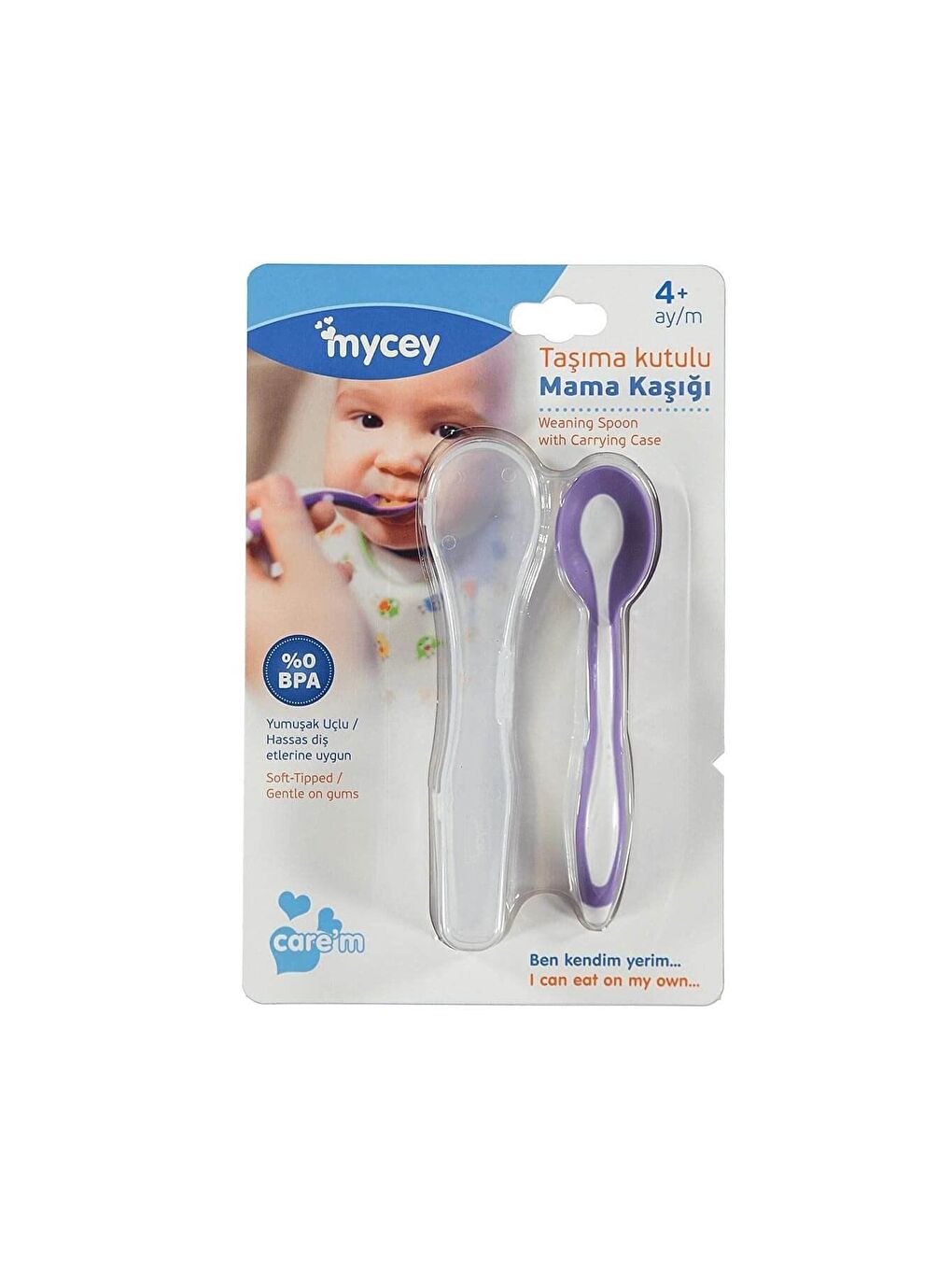 Taşıma Kutulu Yumuşak Uçlu Mama Kaşığı Mor