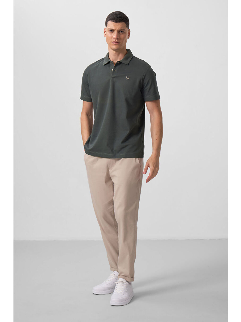 Standart Fit Basic Polo Yaka 2li Paket Siyah-Çağla Erkek T-Shirt - 87768-4