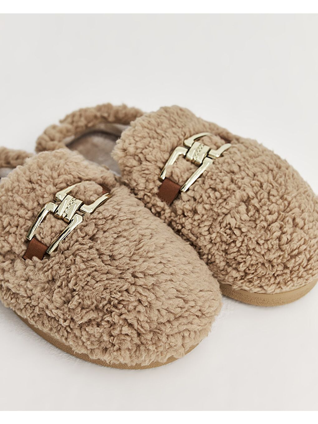 Kahverengi Camel Kadın Ev Terliği-5