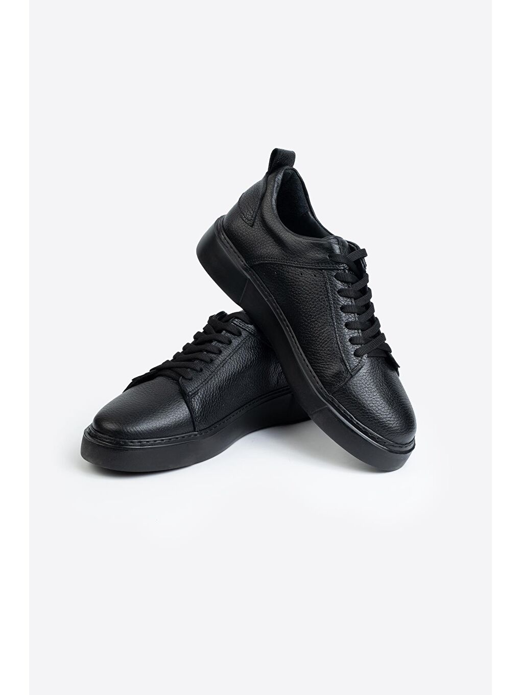 Siyah Hakiki Deri Erkek Spor Ayakkabı-1