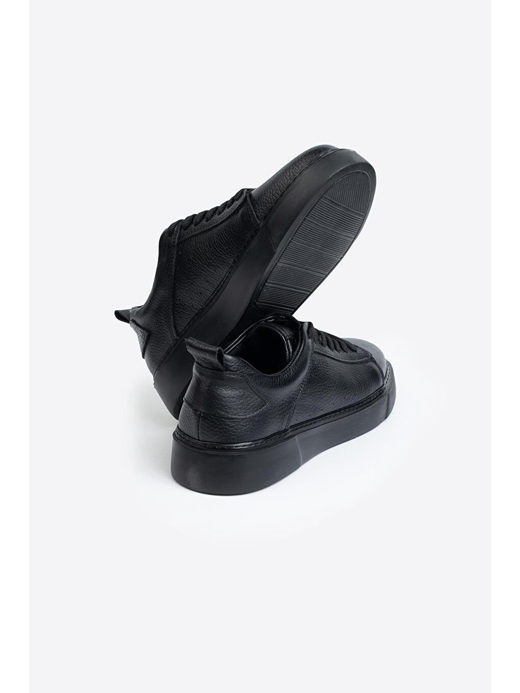 Siyah Hakiki Deri Erkek Spor Ayakkabı-2