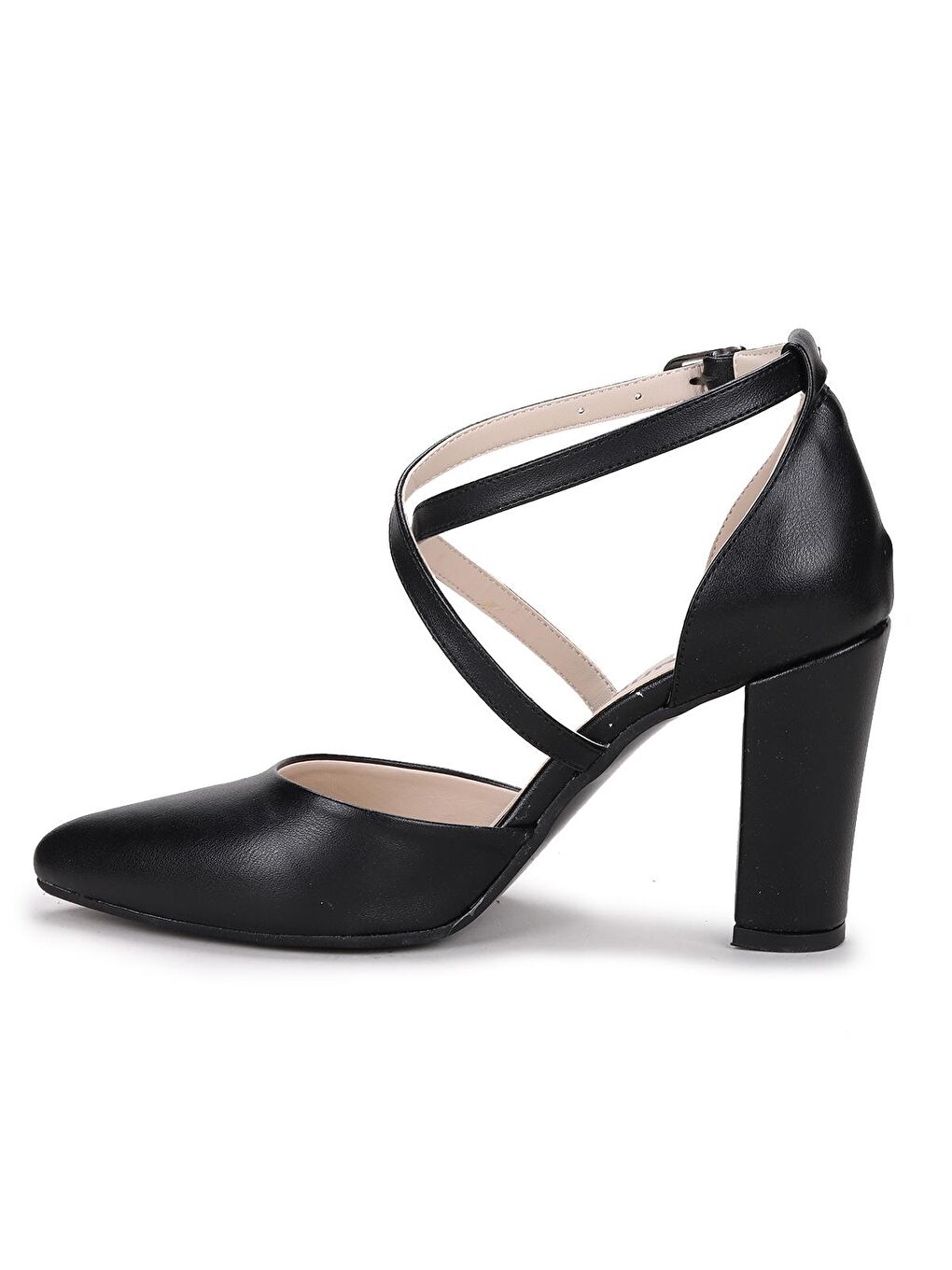Siyah Cilt Kemerli 8 Cm Topuklu Kadın Ayakkabı 13600-1116-4