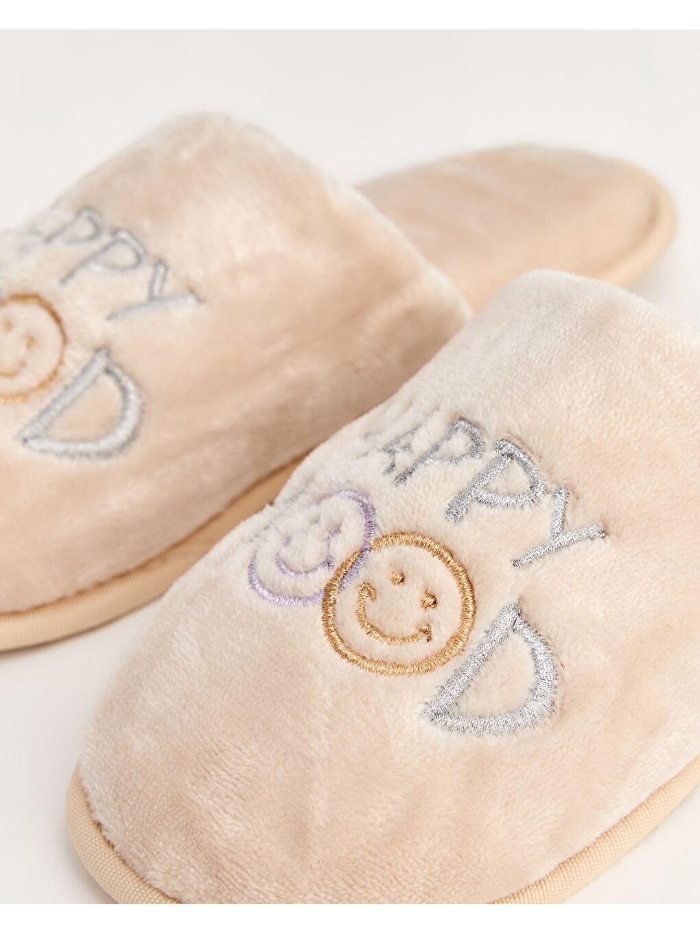 Bej Kadın Nakışlı Terlik - MOOD-2