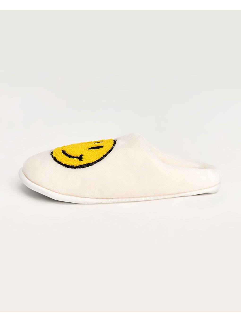 Beyaz Kadın Gülen Yüz Emojili Ev Terliği - YUBİ-1