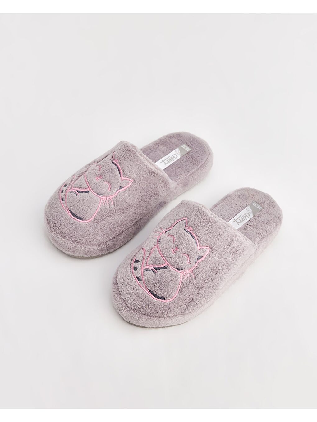 Gri Kadın Nakış Detaylı Terlik - SEANGATTO-4