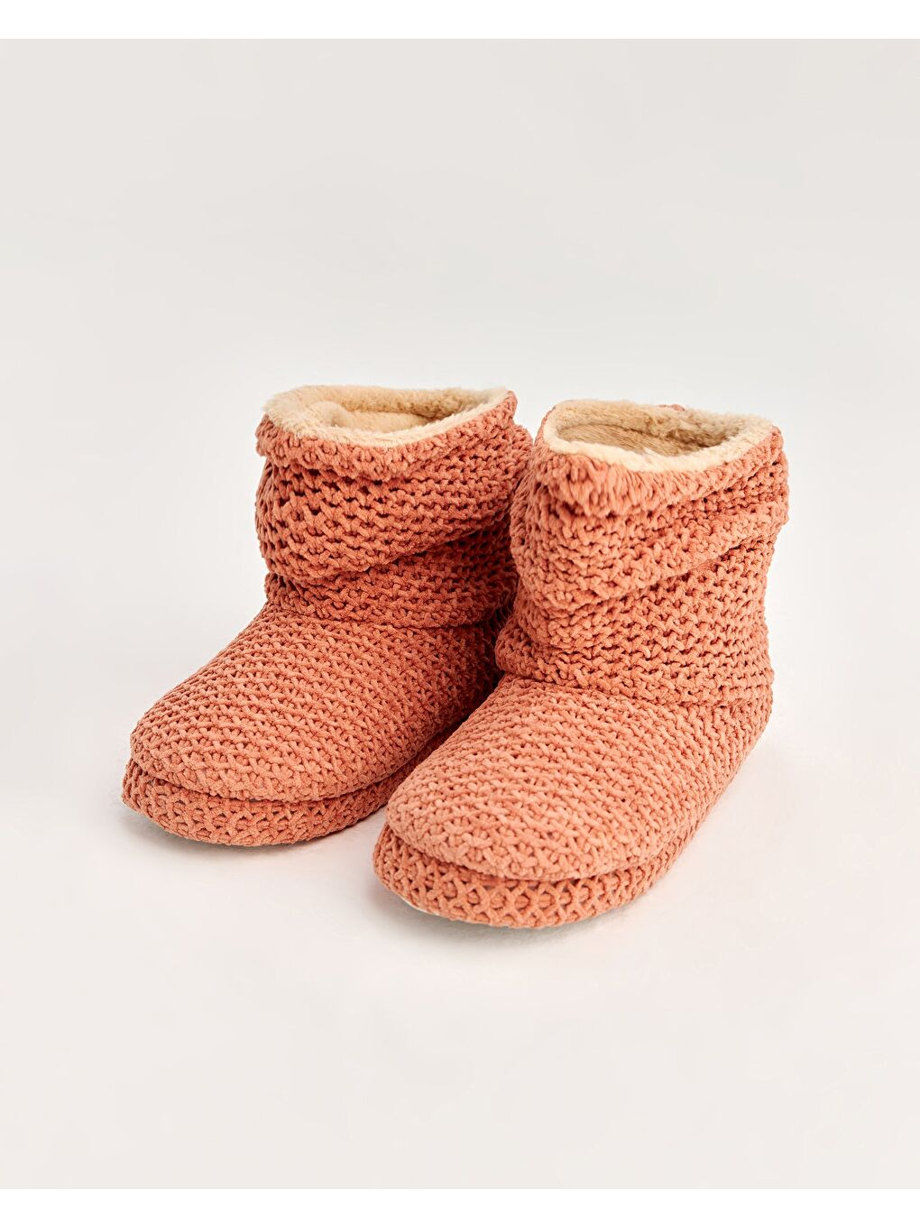 Pembe Kadın Triko Örgü Desenli Panduf - LILY