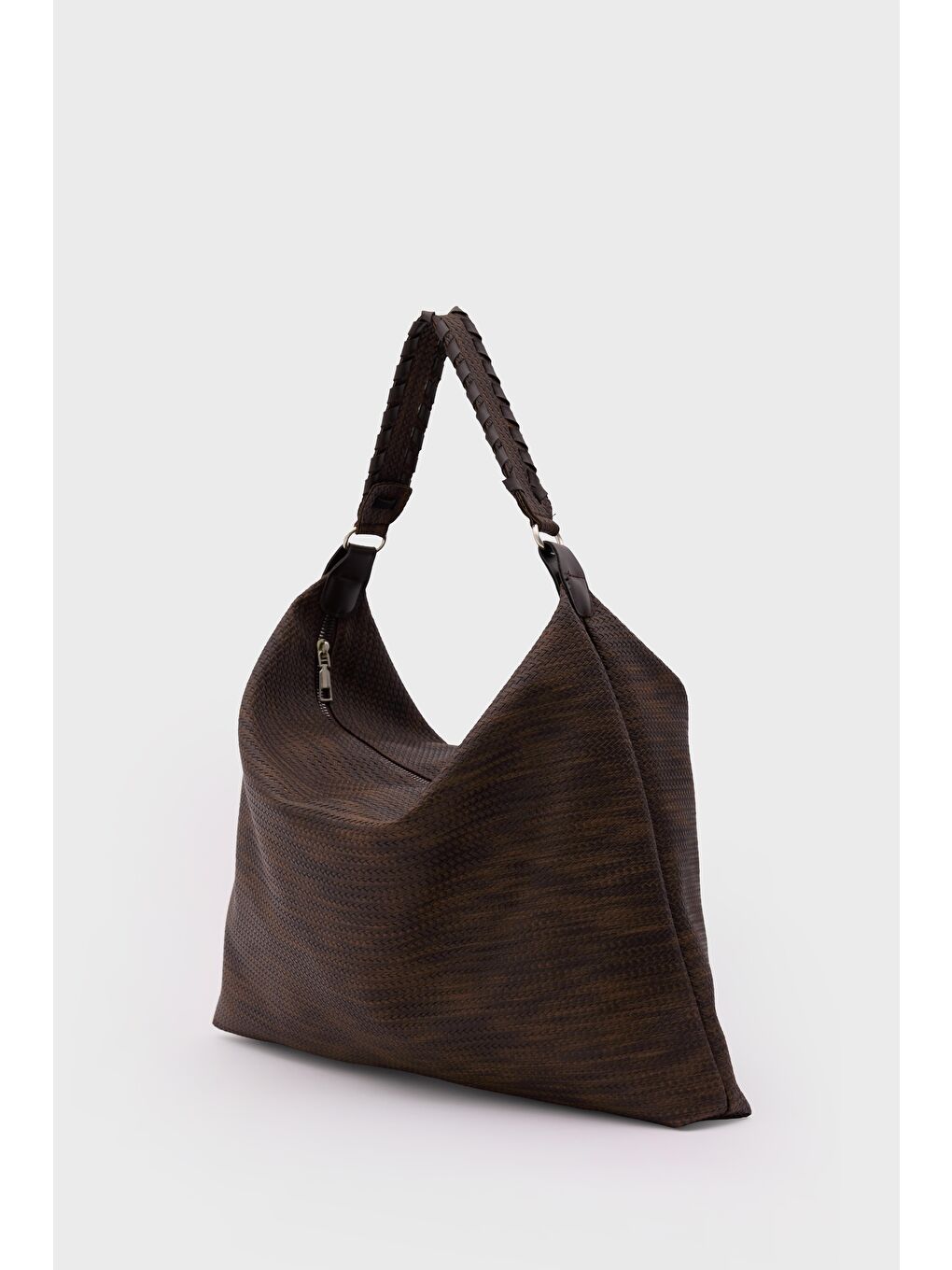 Kahverengi Polly Örgülü Salaş Omuz Çantası Kahve-2