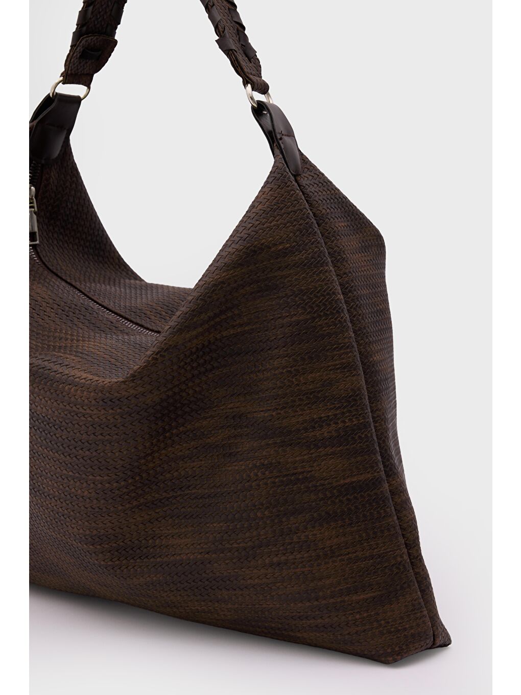 Kahverengi Polly Örgülü Salaş Omuz Çantası Kahve-4