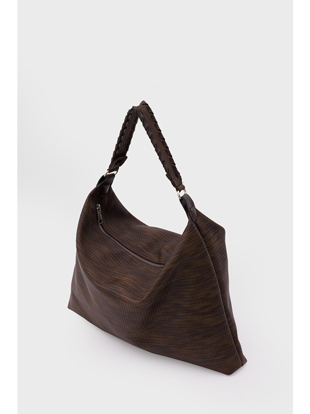 Kahverengi Polly Örgülü Salaş Omuz Çantası Kahve-6