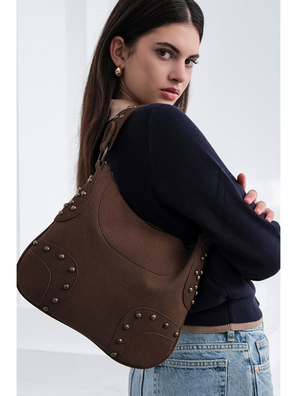 Kahverengi Arlo Troklu Omuz Çantası Kahve